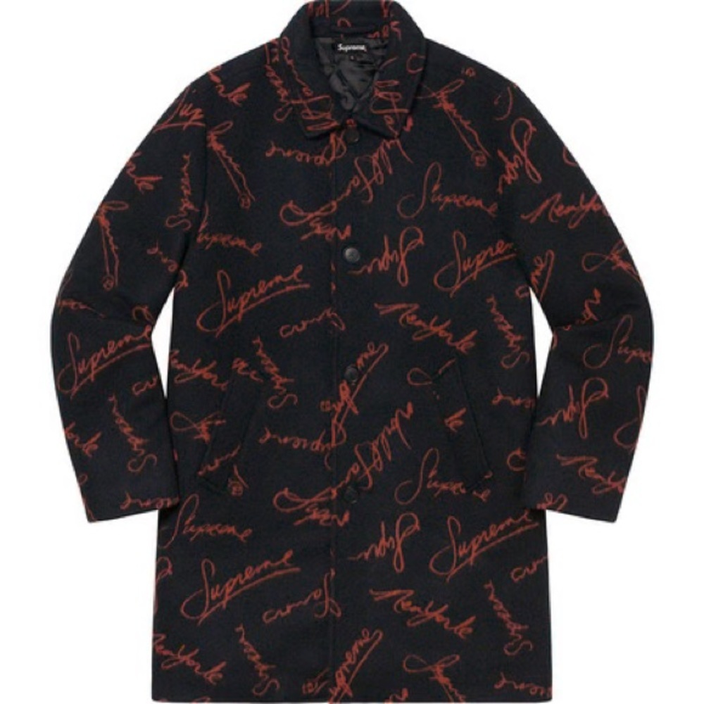 Supreme Script Logos Wool Overcoat - M - image 1